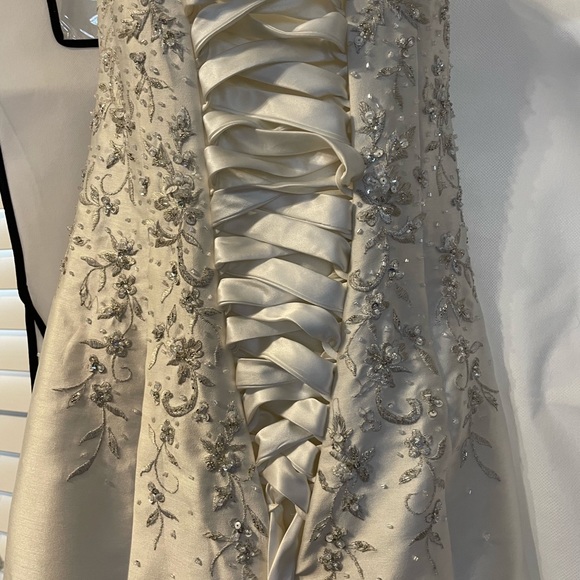 Wedding Dress- Custom High Low-Lavel is a size 10, altered and can fit a size 2 - Picture 3 of 11